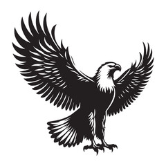 Dynamic Stance Eagle Silhouette – Eagle Vector Image for Professional Graphic Use – Black Vector of Eagle

