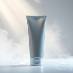 Silver tube mockup with soft light.