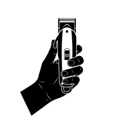 Hand holding a hair clipper isolated on white background