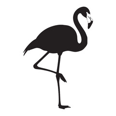 Graceful Flamingo Silhouette – Flamingo Vector Graphic for Elegant Art Projects – Bird Silhouette – Black Vector of Flamingo

