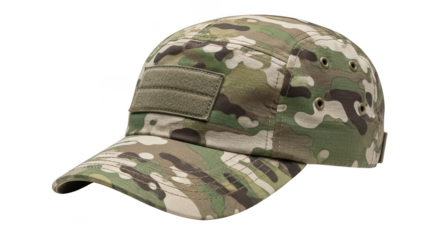 Multicam tactical baseball cap isolated on transparent background