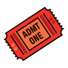 Red Admit One Ticket Vector