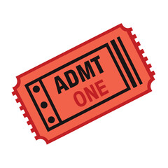 Red Admit One Ticket Vector &ndash; Movie, Event, and Concert Entry Pass Illustration