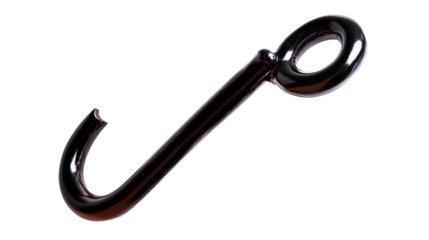 Dark Metal Hook on Transparent PNG Background