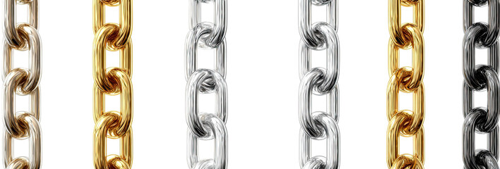 Repeated ornate chain-like designs in various metallic colors