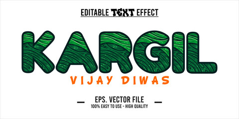 Kargil vijay diwas, celebrating day of indian army, vector typography illustration, eps word art