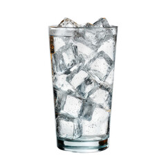Refreshing glass of cold water filled with ice cubes on a sunny afternoon
