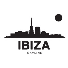 Fototapeta premium Ibiza skyline. Vector illustration. Vector black silhouette. with white background.