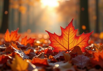 vibrant autumn leaves frosty morning dew nature beauty colorful seasonal transformation, foliage, drops, cool, scene, woodland, outdoors, rustic, forest