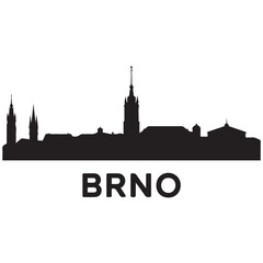 Naklejka premium Brno skyline horizontal banner. Brno, Czech Republic. Vector template for your design. Vector black silhouette. with white background.