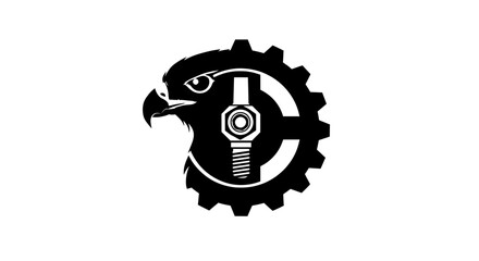 Head of a man vector illustration with gears, cogs, and other mechanical symbols to represent the concept of technology and engineering