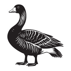Smooth Outline Goose Silhouette – Goose Vector File for Creative and Print Media – Black Vector of Goose


