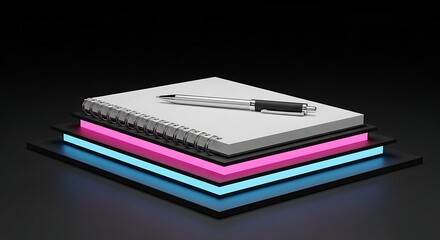 Stock photo of notebook and pen for writing notes and creative journaling