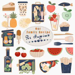 


Diner Food Doodles Vector Illustration Set. Diner Food Tasty Hand-Drawn Fast Food Notebook Doodle Design Elements Set on blue color, Paper Background- Vector Illustration