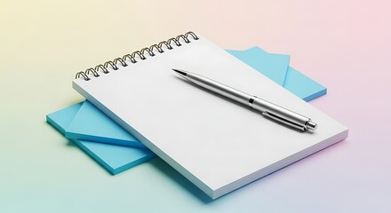 Stock photo of blank notepad with pen for mockup and writing notes concept