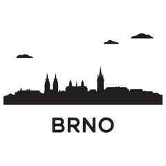 Fototapeta premium Brno skyline horizontal banner. Brno, Czech Republic. Vector template for your design. Vector black silhouette. with white background.