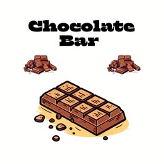 Chocolate Bar Typography on White Illustration Vector. Realistic Chocolate Bar Vector Banner