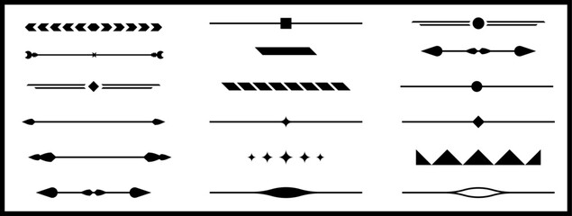 "Set of Minimal Geometric Line Dividers – Black and White Decorative Borders for Invitations, Cards, Web, and Print Design"

