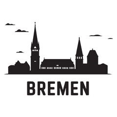 Bremen skyline silhouette. Landscape Bremen, Germany. Vector illustration. Vector black silhouette. with white background.