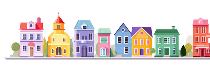 Colorful European-style houses line a street
