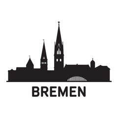 Bremen skyline silhouette. Landscape Bremen, Germany. Vector illustration. Vector black silhouette. with white background.