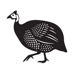 Bold Guinea Fowl Silhouette – Guinea Fowl Vector Template for Digital and Print – Bird Illustration – Silhouette of Guinea Fowl

