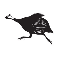 Elegant Guinea Fowl Silhouette – Guinea Fowl Vector Graphic for Artistic Projects – Black Vector of Guinea Fowl


