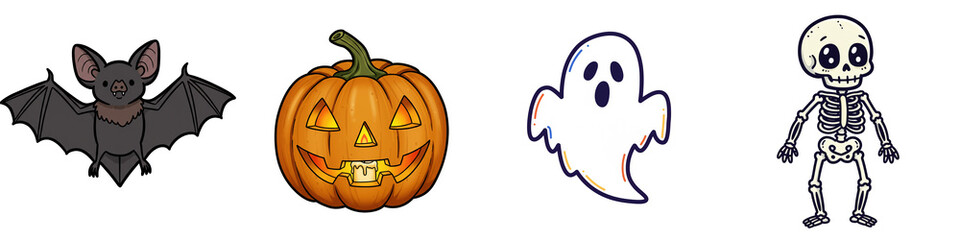 Fototapeta premium set of halloween symbols isolated on white