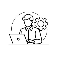 Businessman Working on Laptop Icon