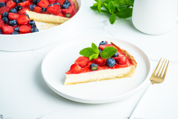 Tart with fresh berries and cream cheese.