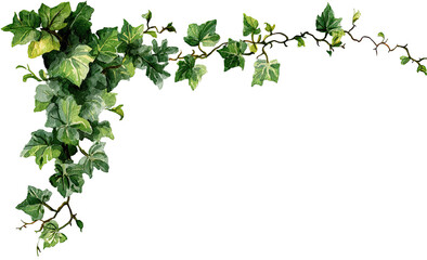 Detailed ivy vine corner border