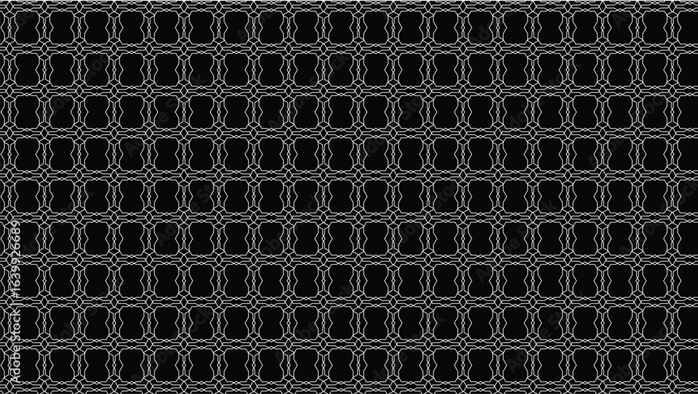 Poster seamless linear pattern with golden holiday stars, abstract wave grid, and smooth repeating textures