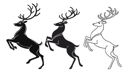 Fototapeta premium Christmas Reindeer Silhouette Set – Festive Holiday Deer Vector Illustration.