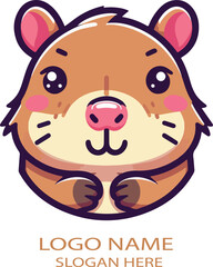 Capybara kawaii logo icon vector white background .