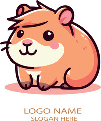 Capybara kawaii logo icon vector white background .
