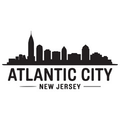 Atlantic city skyline horizontal banner. Atlantic city, New Jersey. Vector template for your design. Vector black silhouette. with white background. © Nargis