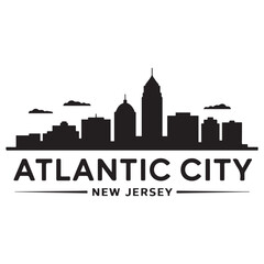Atlantic city skyline horizontal banner. Atlantic city, New Jersey. Vector template for your design. Vector black silhouette. with white background. © Nargis