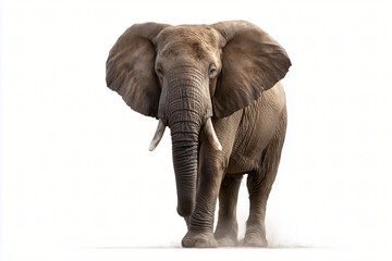 Obraz premium Majestic elephant confidently approaching the viewer, its enormous ears spread wide