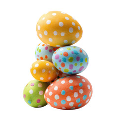 Obraz premium Colorful decorated eggs stacked together for a cheerful spring celebration