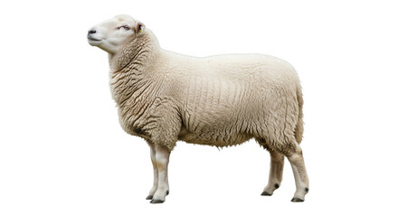 Obraz premium A fluffy sheep stands proudly isolated on a transparent background