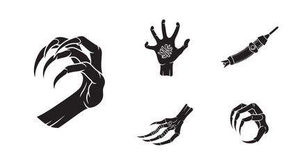 Collection of monster hands and claws silhouette