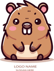 Capybara kawaii logo icon vector white background .