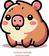 Capybara kawaii logo icon vector white background .