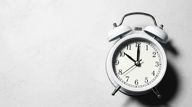 White alarm clock shows 1000 on a textured white surface