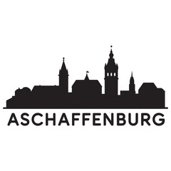 Obraz premium Aschaffenburg skyline horizontal banner. Aschaffenburg, Germany. Vector template for your design. Vector black silhouette. with white background.