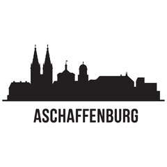 Fototapeta premium Aschaffenburg skyline horizontal banner. Aschaffenburg, Germany. Vector template for your design. Vector black silhouette. with white background.