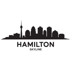 Fototapeta premium Hamilton skyline silhouette. Black Hamilton city. Vector black silhouette. with white background.