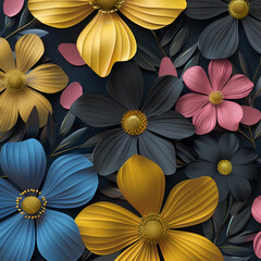 yellow flowers on black