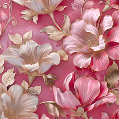 seamless background with pink flowers