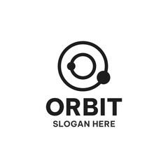Orbit logo concept in simple style. Planet and orbit vector illustration